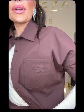 ALEEZA Paris raised logo on Pocket - brown